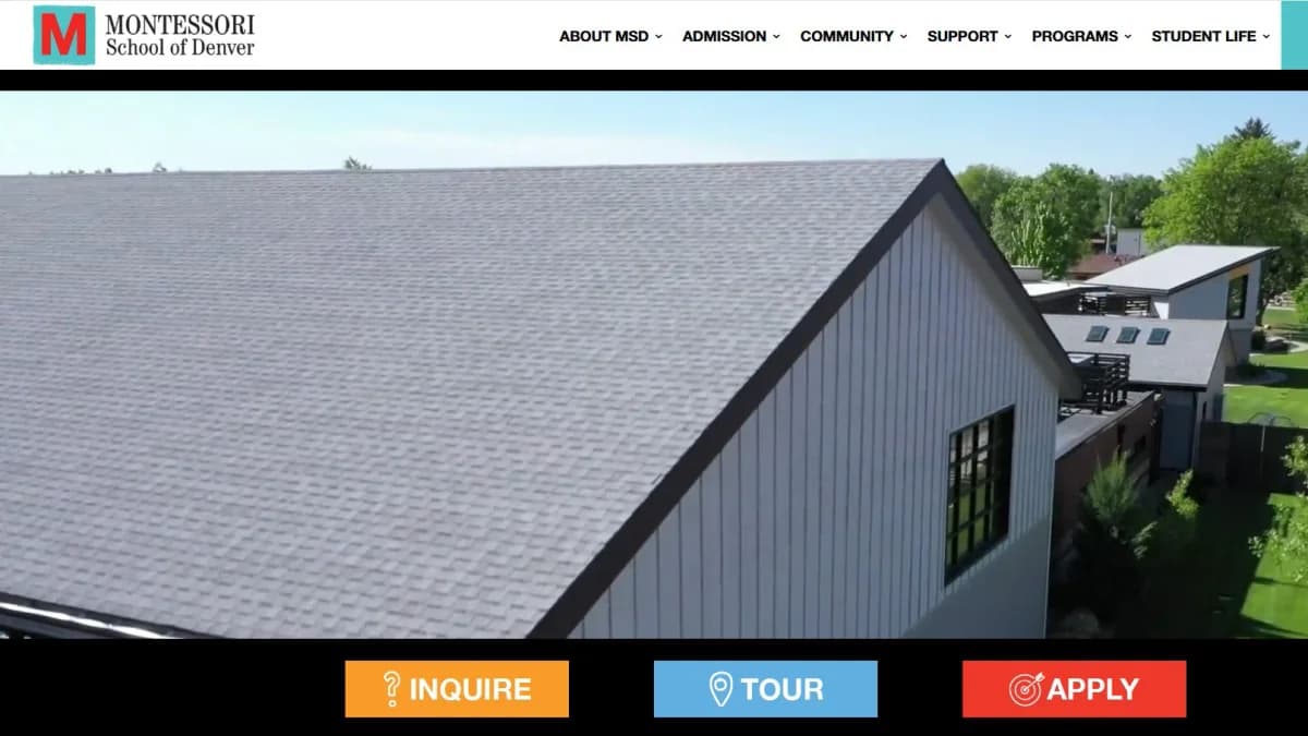 Montessori School of Denver website screenshot